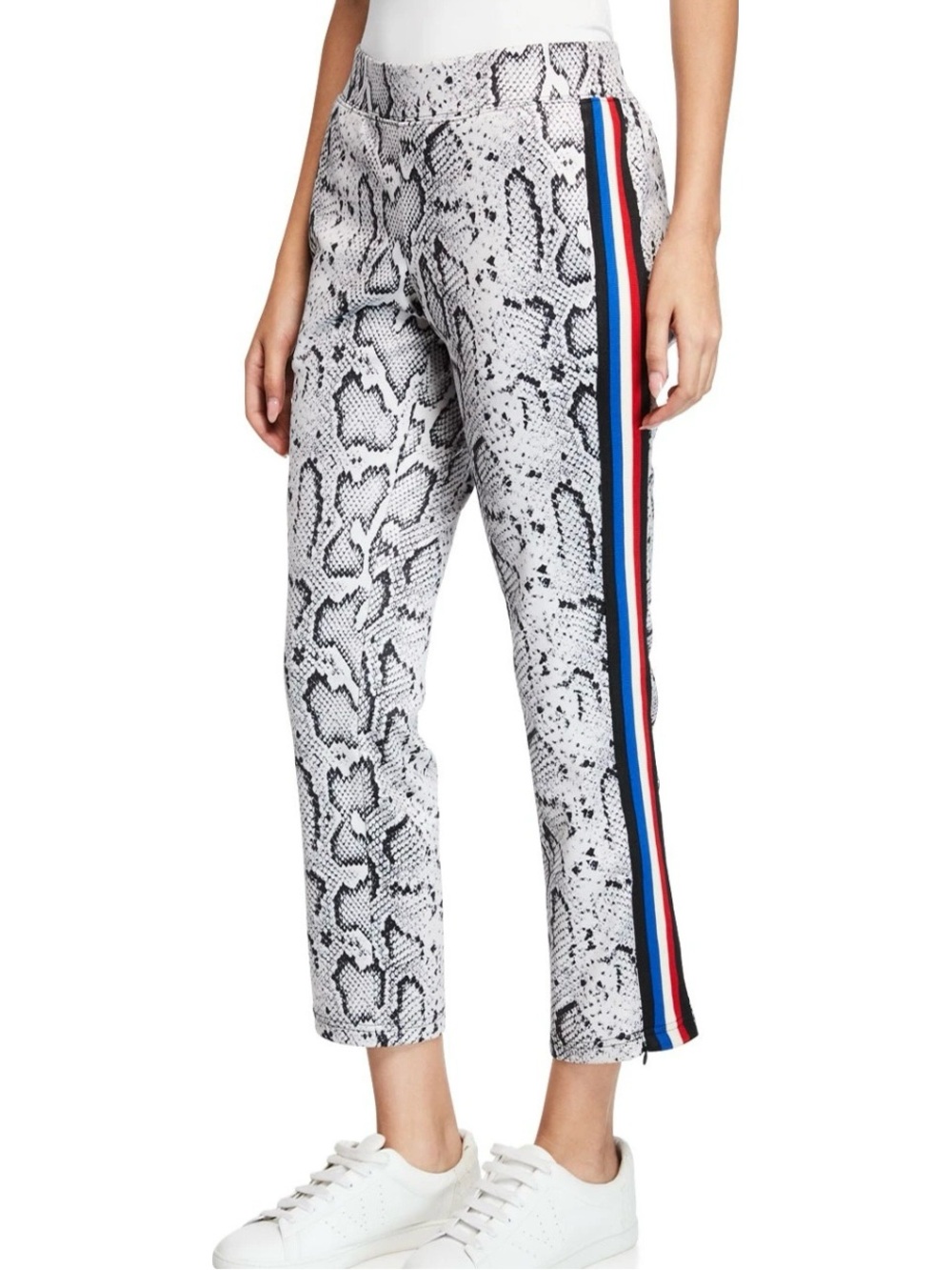 EUC Pam & Gela Cropped Snake-Print Track Pants w/ Stripes Sz P (XS) inseams 27”